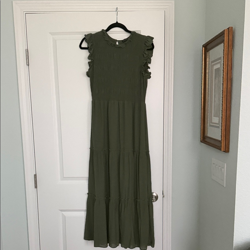 Saks Fifth Avenue Olive Tiered Maxi Dress